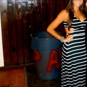 Black and white striped Maxi dress